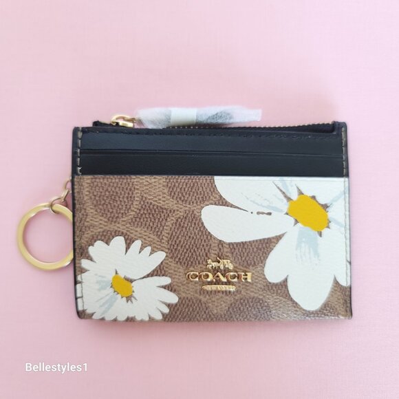 COACH Mini Skinny ID Case In Signature Canvas With Floral Print- Tan Multi 🎈⭐ - Picture 5 of 15
